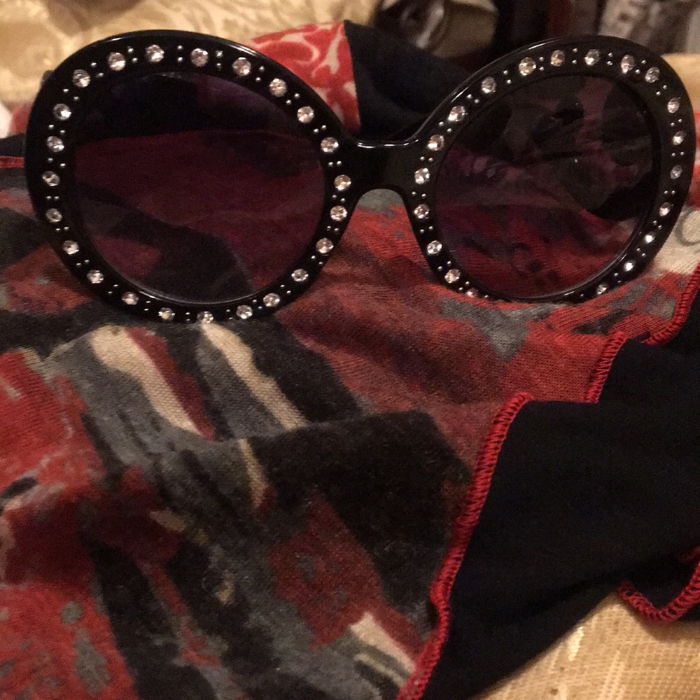 Plastic rhinestone studded sunglasses
